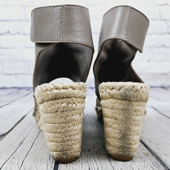 VINCE | Spencer leather open toe espadrille wedge sandals - Picture 7 of 12